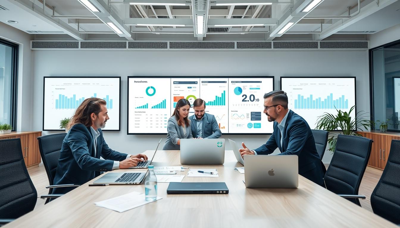 AI software company team and business technology strategy